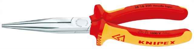 クニペックス 26 16 200 絶縁 カッター付き平丸型プライヤー 200mmKNIPEX くちばし型プライヤー[2616200KNIPEXKI] 返品種別B