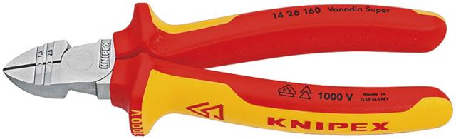 クニペックス 14 26 160 穴付き絶縁ニッパー 1000V 160mmKNIPEX[1426160KNIPEX] 返品種別B
