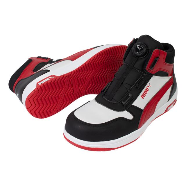 プーマ HERITAGE FRONTCOURT DISC MID ブラック×ホワイト×レッド 27.0cm JSAA規格 A種 PUMA SAFETY 63.212.0-BK/WH-27.0返品種別B