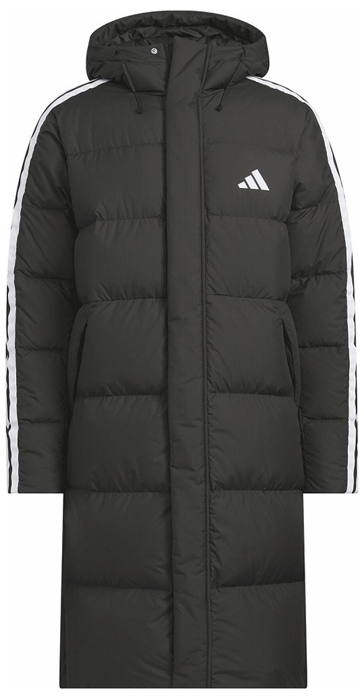 アディダス AJ-WF945-JZ8731-J/XL メンズ スリーストライプス レギュラーフィット ロング ダウン コート（ブラック・サイズ：J/XL）adidas[AJWF945JZ8731JXL] 返品種別A