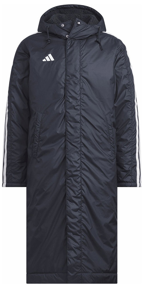 アディダス ADJ-BW566-KA1303-J/M ユニセックス スリーストライプス ルーズフィット ロング ボアコート（レジェンドインク/ホワイト・サイズ：J/M）adidas[ADJBW566KA1303JM] 返品種別A