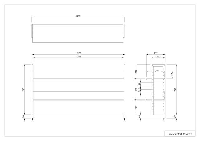 アールエフヤマカワ GZUSRH2-1400DM2 ワークデスク2上置ハイシェルフW1400（ウォルナット2）[GZUSRH21400DM2] 返品種別A_4