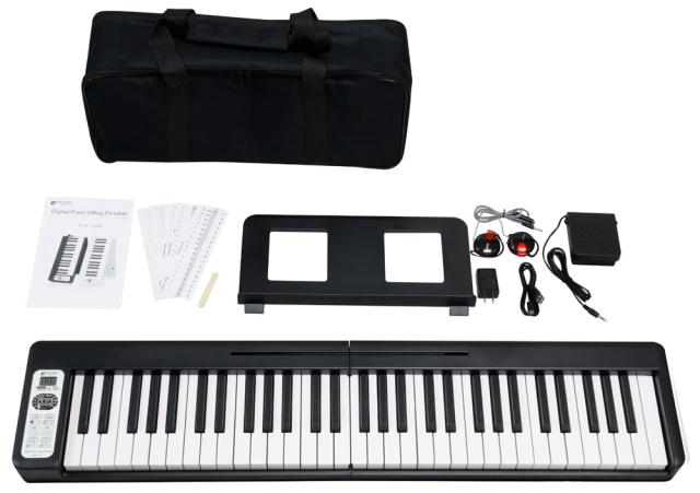 キクタニ KDP-61P-BLK 折りたたみ式 電子ピアノ 61鍵(ブラック)KIKUTANI[KDP61PBLK] 返品種別A_4