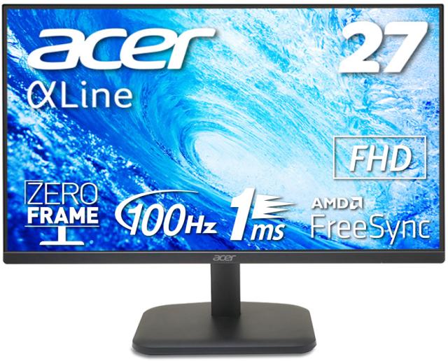 Acer｜エイサー 液晶ディスプレイ(27型/VA/FullHD 1920×1080/100Hz/1ms/HDMI1.4/ミニD-Sub/3年保証)(ブラック) EK271Hbi返品種別A_7