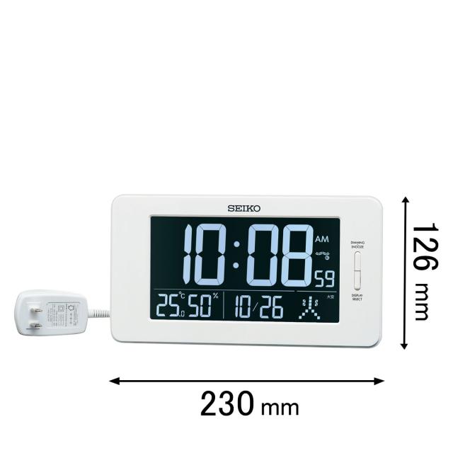 セイコー 電波置き掛け兼用時計SEIKO 交流式電波デジタル時計 DL-216-W[DL216W] 返品種別A