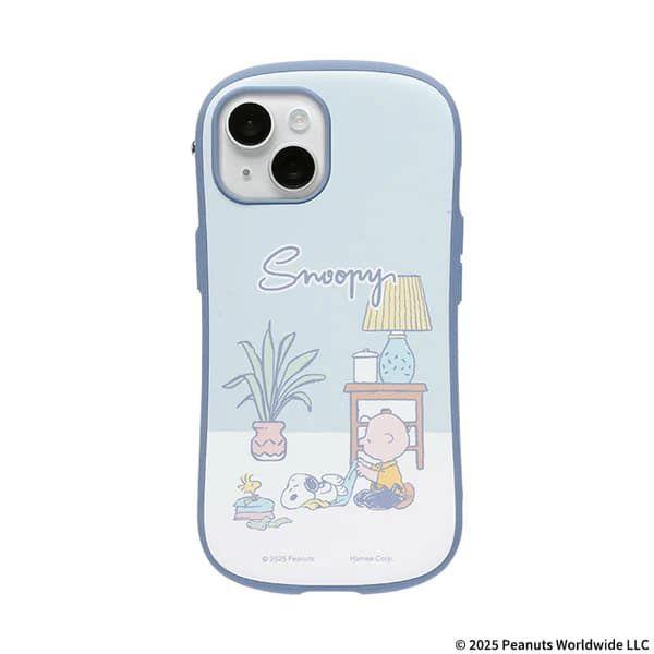 Hamee 41-990261 iPhone15/14/13用 ハイブリットケース iFace ピーナッツ スヌーピー（ペールブルー/片付け）[41990261] 返品種別A