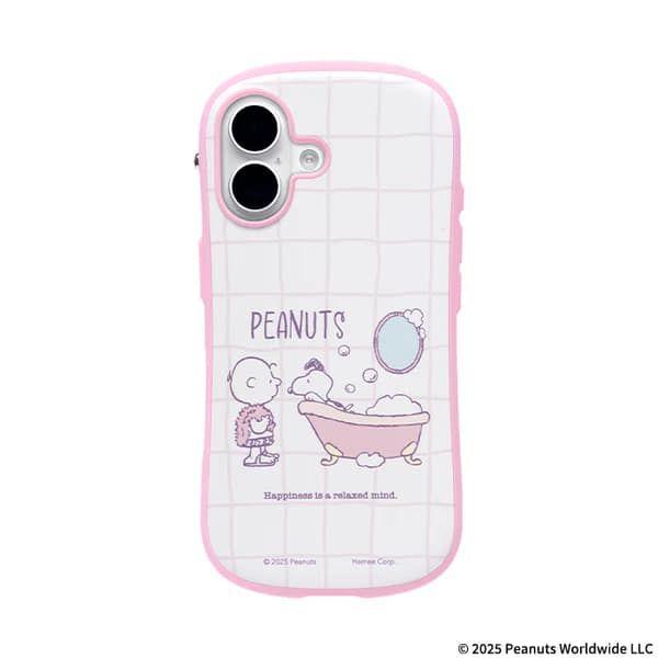 Hamee 41-990339 iPhone16用 ハイブリットケース iFace ピーナッツ スヌーピー（サクラピンク/バスタイム）[41990339] 返品種別A