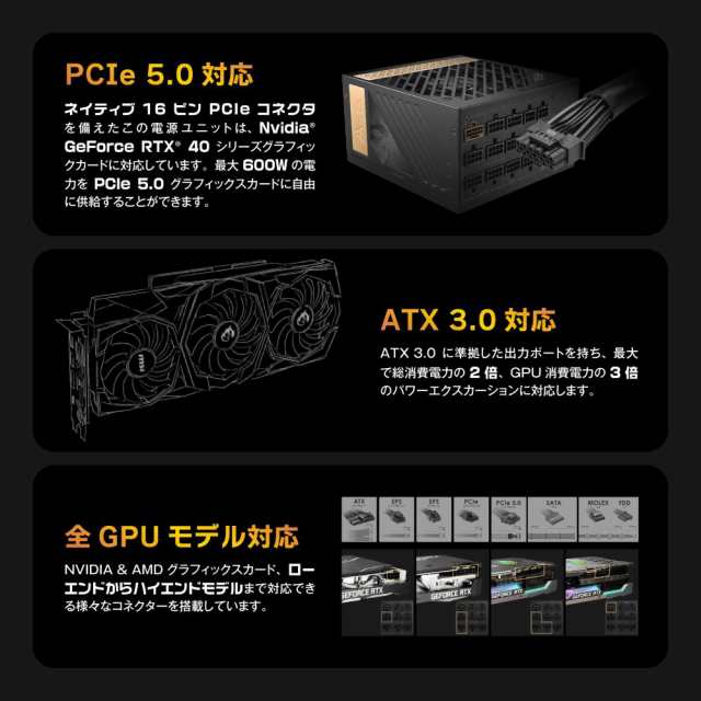 MSI MEG AI1300P PCIE5 ATX電源 1300W（80PLUS PLATINUM認定取得）[MEGAI1300PPCIE5] 返品種別B