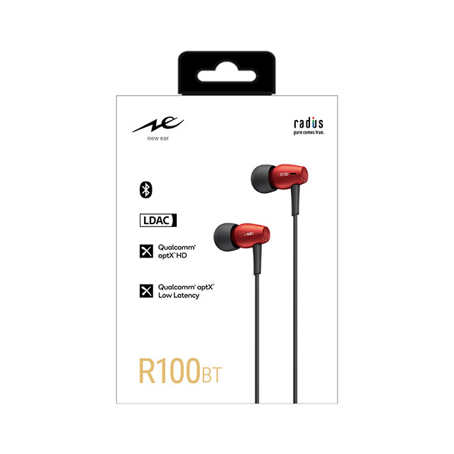 ラディウス HP-R100BTR Bluetooth対応カナルイヤホン(レッド)radius[HPR100BTR] 返品種別A_4
