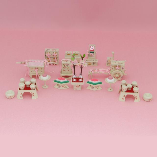 京都 リュウコドウ 026-0292 15号P桜花8品道具セット アイボリーおひなさま[0260292オヒナサマ] 返品種別A