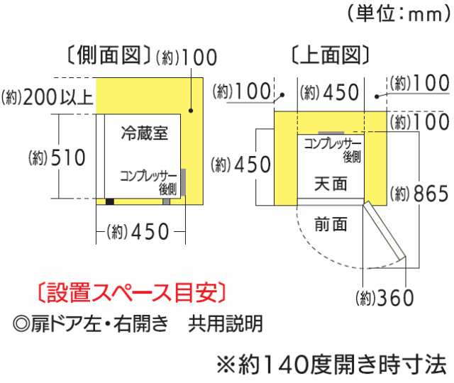 br>アビテラックス 冷蔵庫 １ドア 右開き ４６Ｌ AR-521 ホワイト