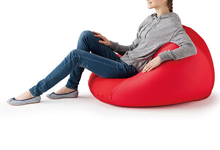 モグ 三角フィットソファ　本体＋カバーセット（ネイビー） MOGU ビーズクッション サンカクフイツトソフアカバ-ツキNV返品種別B_2