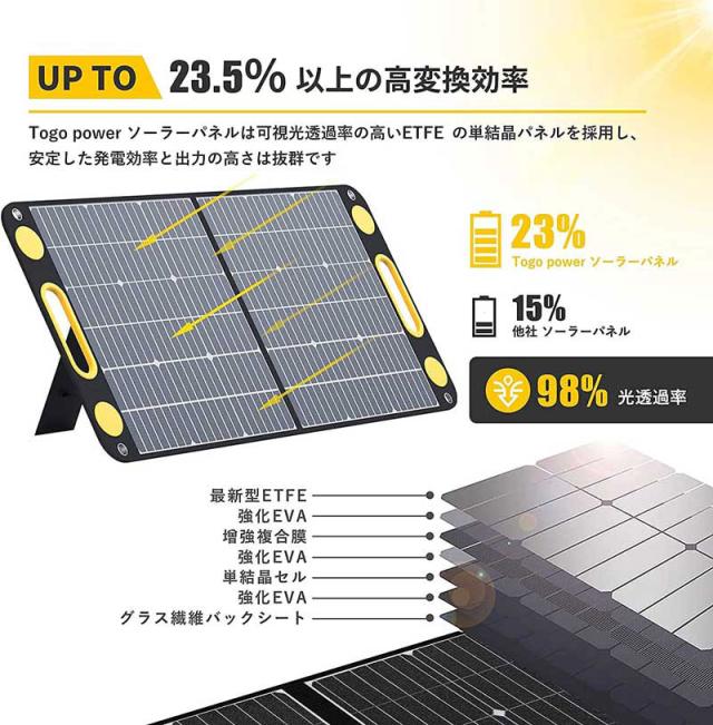 Togopower TSP-100M ポータブルソーラーパネルTogoPower ADVANCE 100W[TSP100M] 返品種別B_5