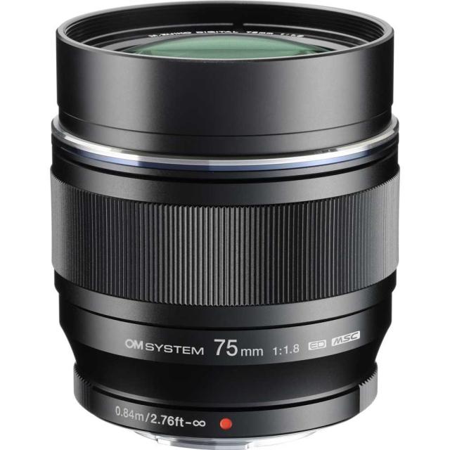 OM SYSTEM ED75MMF1.8BLK(OM) M.ZUIKO DIGITAL ED 75mm F1.8※マイクロフォーサーズ用レンズ[ED75MMF18BLKOM] 返品種別A
