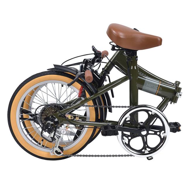 マイパラス MF103-MG 16インチ折りたたみ自転車 シマノ6段変速 【メーカー直送・他商品との同時購入不可】（ミリタリーグリーン）MYPALLAS[MF103MGマイパラス] 返品種別B_1