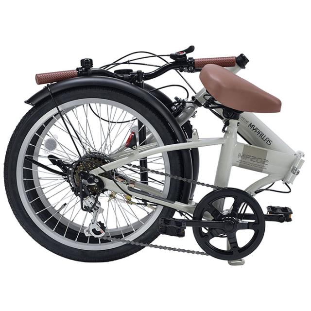 マイパラス 20インチ折りたたみ自転車 シマノ6段変速 【メーカー直送・他商品との同時購入不可】（グレージュ） MF202-GY返品種別B_2