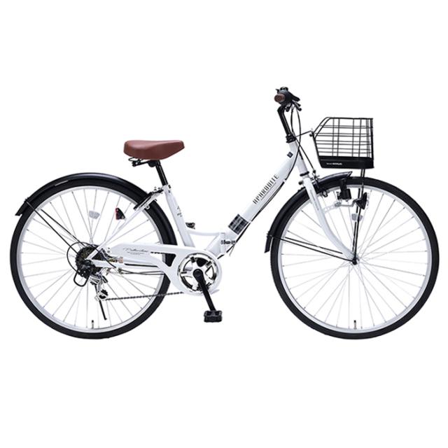 マイパラス MC-507-W 26インチ折りたたみシティサイクル シマノ6段変速 肉厚チューブ 【メーカー直送・他商品との同時購入不可】（ホワイト）MYPALLAS[MC507W] 返品種別B