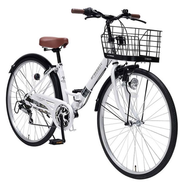 マイパラス MC-507-W 26インチ折りたたみシティサイクル シマノ6段変速 肉厚チューブ 【メーカー直送・他商品との同時購入不可】（ホワイト）MYPALLAS[MC507W] 返品種別B_1