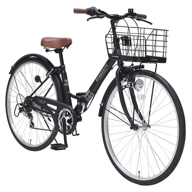 マイパラス MC-507-BK 26インチ折りたたみシティサイクル シマノ6段変速 肉厚チューブ 【メーカー直送・他商品との同時購入不可】（マットブラック）MYPALLAS[MC507BK] 返品種別B_1