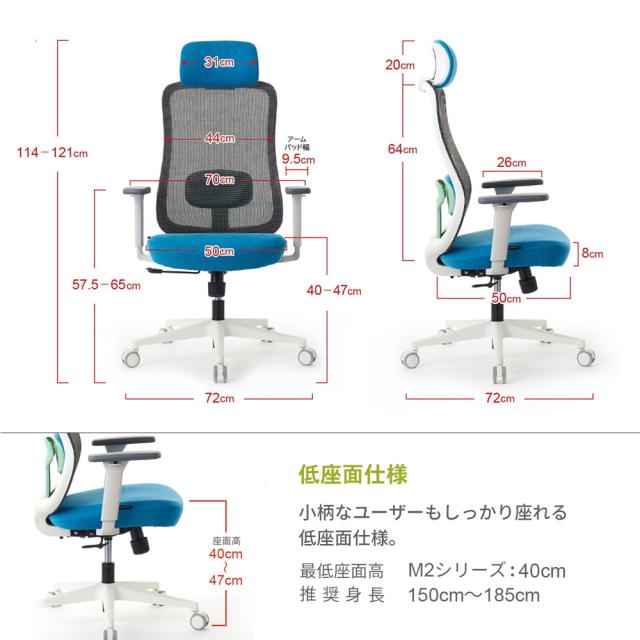 ROOMWORKS(ルームワークス) RM2-WBL ワークチェア シンプルベーシック M2シリーズ ホワイトベース（ネイビー）[RM2WBL] 返品種別A_11