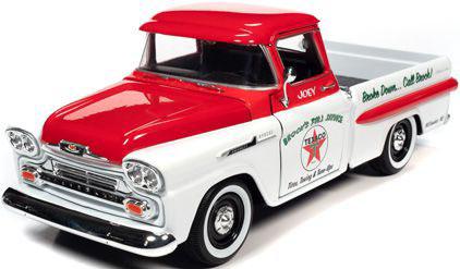 Auto World 1/24 1958 シェビー アパッチ フリートサイド ピックアップ ”Texaco” レッド/ホワイト【AWCP8025】ミニカー 返品種別B