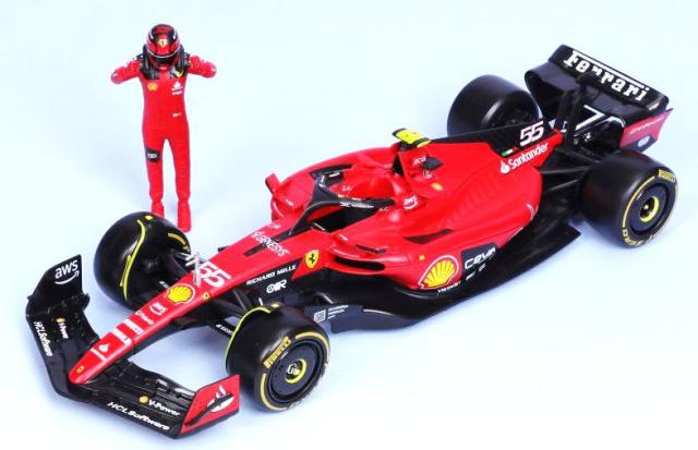 ブラゴ 1/24 フェラーリ SF23 2023 No55 C. サインツ フィギュア付【18-26809S】ミニカー  返品種別B