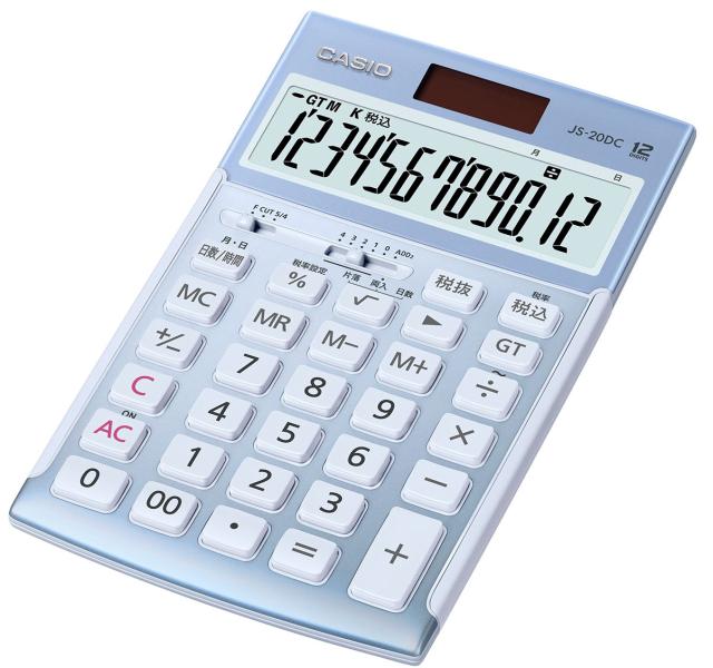 カシオ JS-20DC-BU-N 本格実務電卓 12桁 （ブルー）日数＆時間計算タイプ　ジャストタイプ[JS20DCBUN] 返品種別A