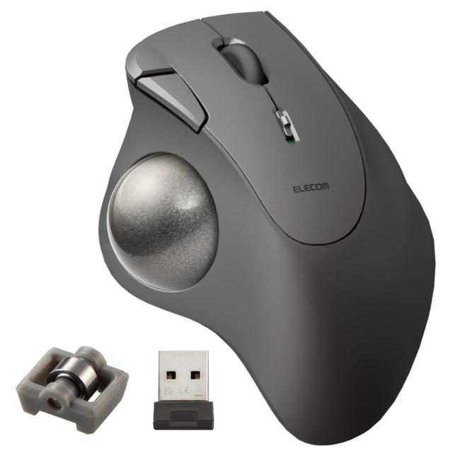 エレコム M-IT11DRBK 2.4GHz無線トラックボール IST5ボタン ベアリングモデル（ブラック）[MIT11DRBK] 返品種別A