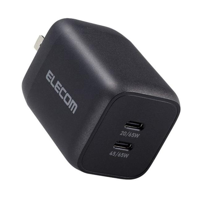 エレコム MPA-ACCP4365BK AC充電器 PD PPS対応 合計出力 65W Type-C×2 折りたたみプラグ（ブラック）[MPAACCP4365BK] 返品種別A