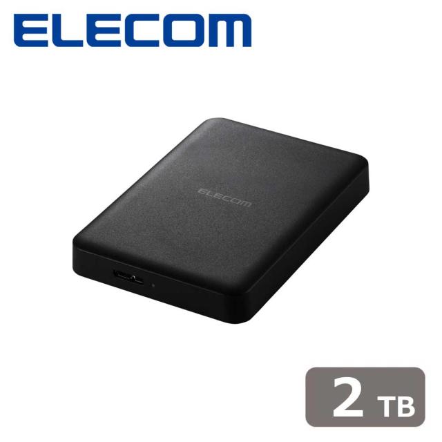 エレコム｜ELECOM ELP-HTV020UBK テレビ録画 外付けHDD ポータブル 2.5インチ 2TB 静音ファンレス（ブラック）[ELPHTV020UBK] 返品種別B