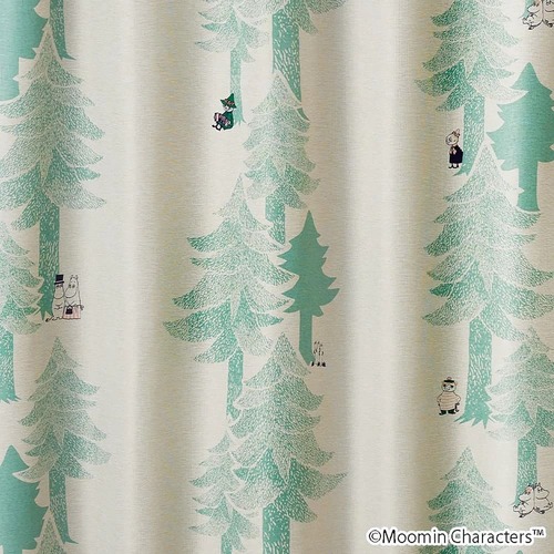スミノエ(SUMINOE) ムーミン/遮光2級ドレープカーテン 1枚入り（100×135cm・ライトブルーグリーン） A1027-100-135返品種別A