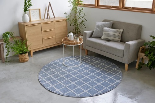 スミノエ(SUMINOE)形ラグ(ブルー・直径150cm) 【他商品との同時購入不可】 メーカー直送 Mオセロ 134-76238-3-150-150返品種別B