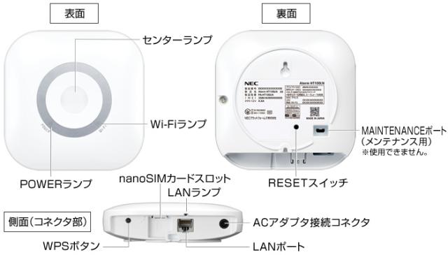 NEC｜エヌイーシー PA-HT100LN-SW Wi-Fi 5(11ac)対応 LTEホーム