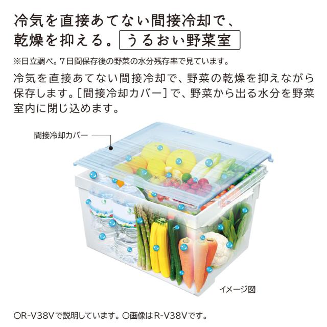 日立 R-V38V-N 375L 3ドア冷蔵庫（ライトゴールド）【右開き】HITACHI[RV38VN] 返品種別A 冷蔵庫