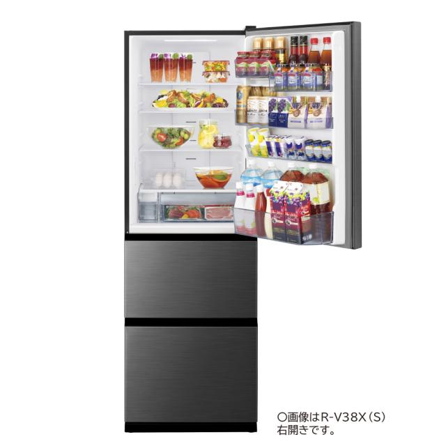日立 R-V38XL-S 375L 3ドア冷蔵庫（グラファイトシルバー）【左開き