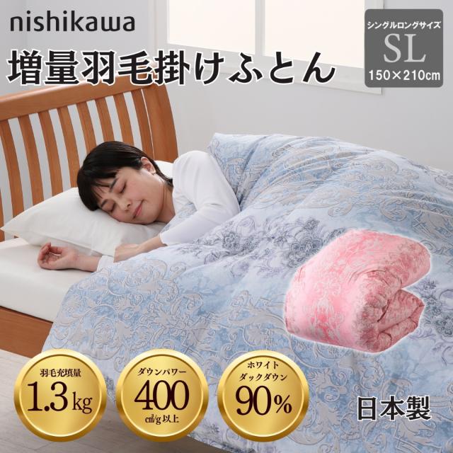 シミあり大阪西川 羽毛花柄 掛け布団 シングル　ダウン92% シミあり大阪西川 羽毛花柄 掛け布団 シングル ダウン92% シミあり大阪