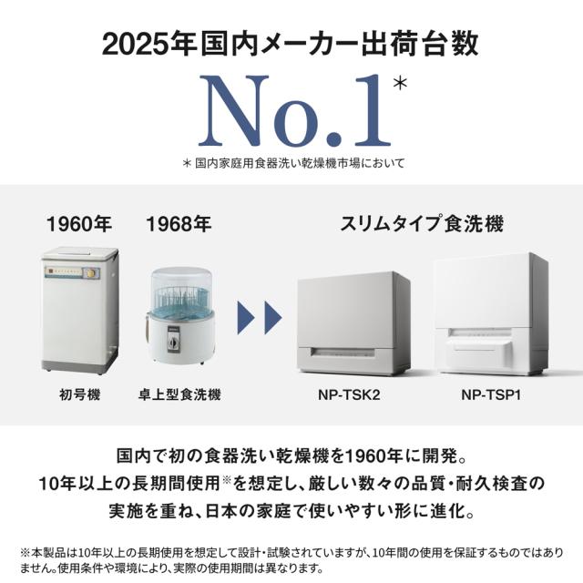 パナソニック 食器洗い乾燥機（ホワイト） NP-TSP1-W返品種別A