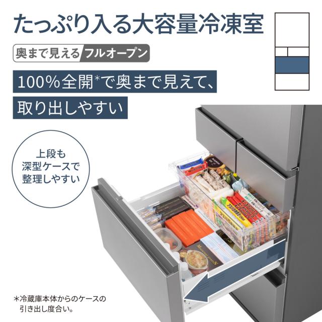 パナソニック NR-E45RY2-S 450L 5ドア冷蔵庫（シルバー）【右