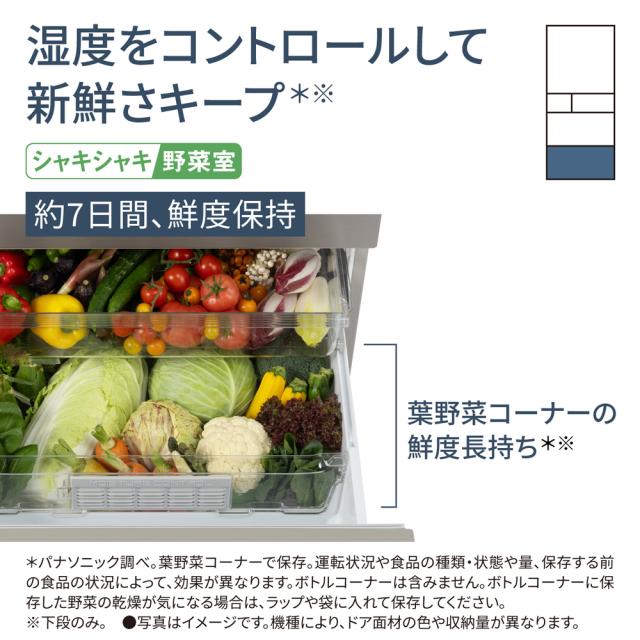 パナソニック NR-E45RY2-S 450L 5ドア冷蔵庫（シルバー）【右