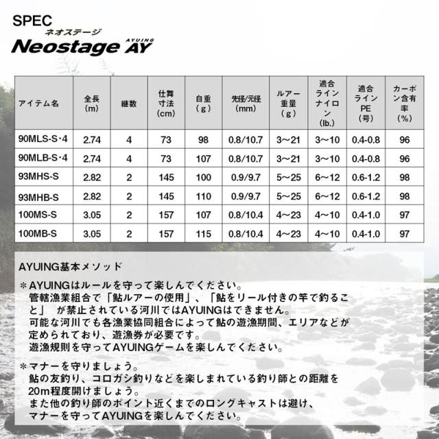 ダイワ 21 ネオステージ AY 100MS-S 10.0ft 2ピース スピニング DAIWA アユイングロッド 21ネオステージAY 100MS-S返品種別A