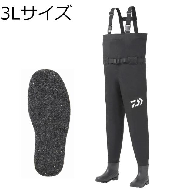 ダイワ PW-4508 パワーウェーダー 3Lサイズ27.0〜28.0cm フェルトスパイクソール(ブラック) PW-4508 3Lサイズ返品種別A