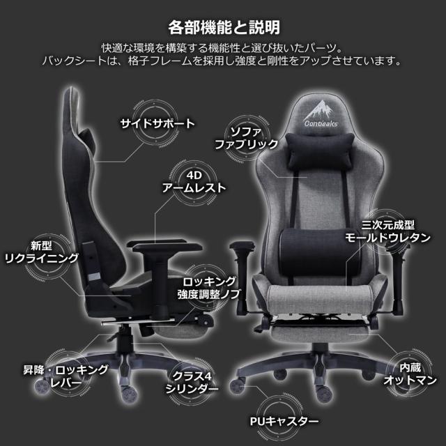 Contieaks(コンティークス) V3 オットマン付きチェア（グレー） シャスティーナ 【メーカー直送品】 426043返品種別B_5