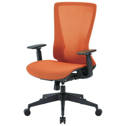 トラスコ中山 TMCC-OR(トラスコ) ハイバックメッシュチェア　肘付（オレンジ）[TMCCORトラスコ] 返品種別A