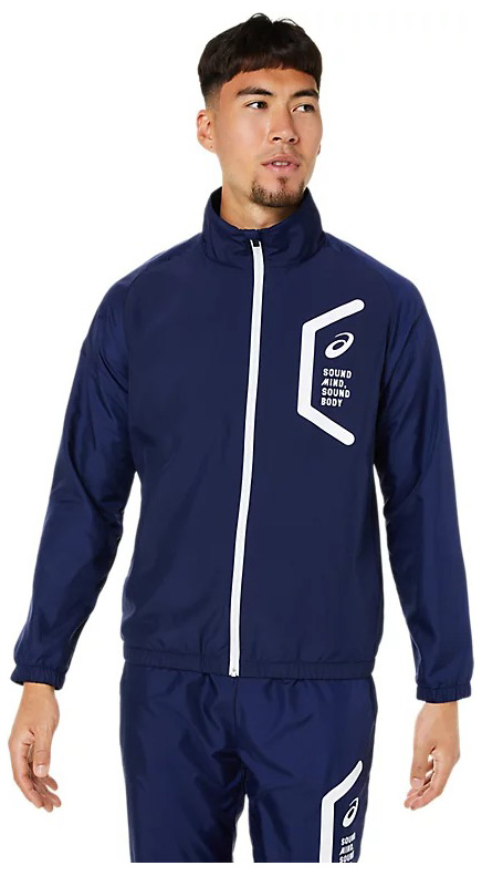 アシックス メンズ 裏トリコットブレーカージャケット(スリム/リサイクル素材)（ピーコート・サイズ：L） asics 2031E061-400-L返品種別A