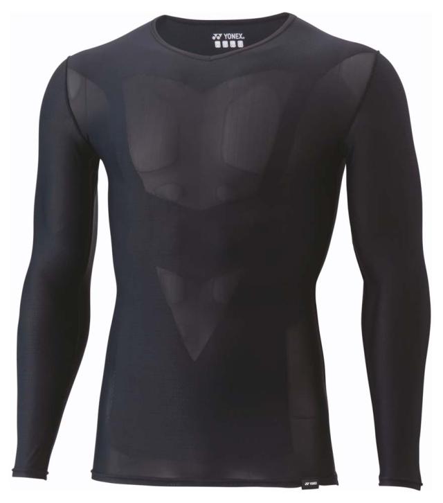 ヨネックス YO-STBA1023-007-L ユニセックス Vネック長袖シャツ（ブラック・サイズ：L）YONEX アンダーウェア[YOSTBA1023007L] 返品種別A