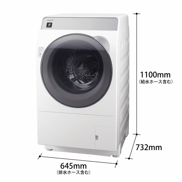 シャープ ES-K10B-WL 10.0kg ドラム式洗濯乾燥機【左開き】クリスタル 