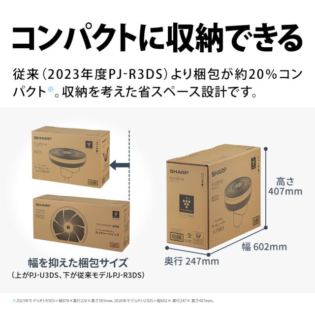 シャープ PJ-U3DS-W 【扇風機】DCモーター搭載 リビング扇（ホワイト系）SHARP プラズマクラスター7000搭載[PJU3DSW] 返品種別A_14