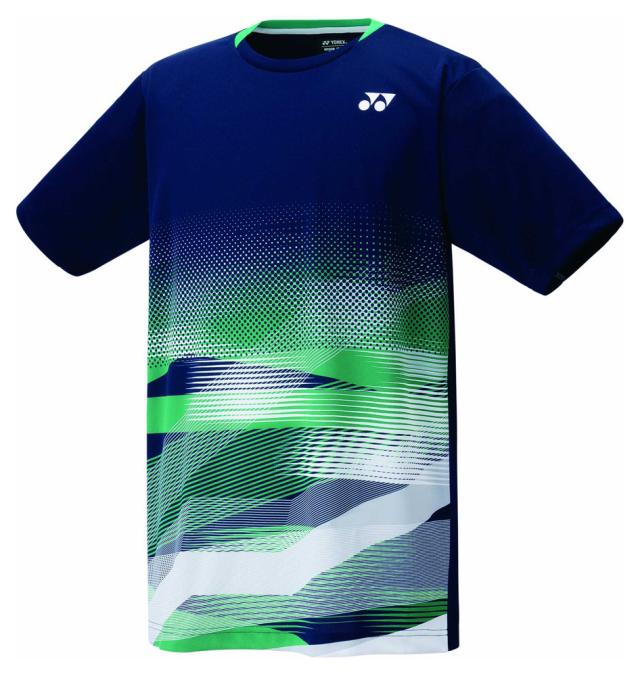 美品 ヨネックスYONEXユニセックスゲームシャツ10321ネイビーブルー