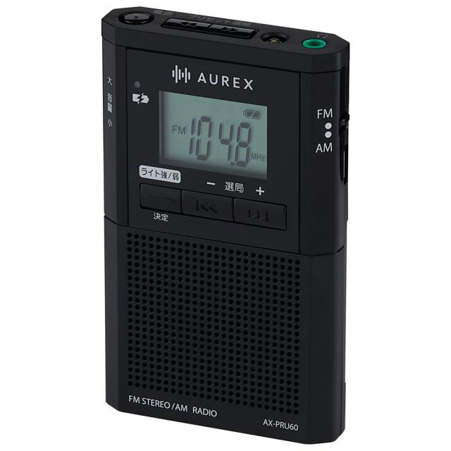 東芝 AX-PRU60(K) ワイドFM/AMポケットラジオ　LEDライト搭載（ブラック）TOSHIBA　AX-PRU60[AXPRU60K] 返品種別A