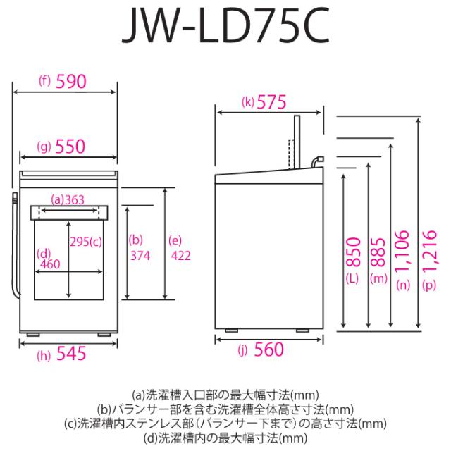 ハイアール JW-LD75C-W 7.5kg 全自動洗濯機　ホワイトHaier[JWLD75CW] 返品種別A